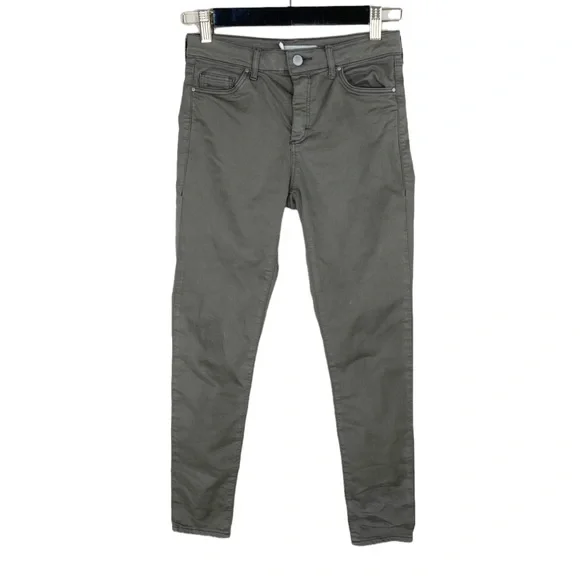 Topshop Moto Leigh Olive Green Skinny Pants - Picture 2 of 9